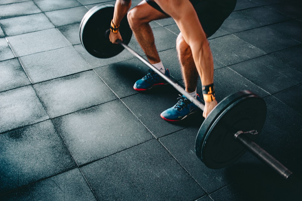 Athlete setting up for a barbell deadlift